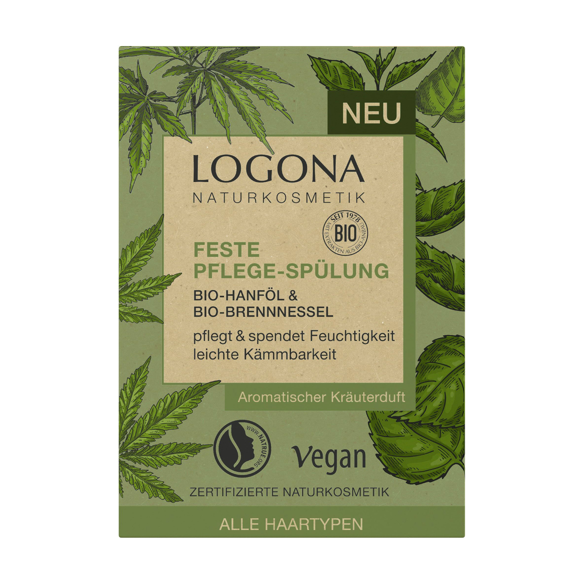 Уцінка! Твердий кондиціонер Logona Solid Care Conditioner для всіх типів волосся, з коноплею та кропивою, 60 г
